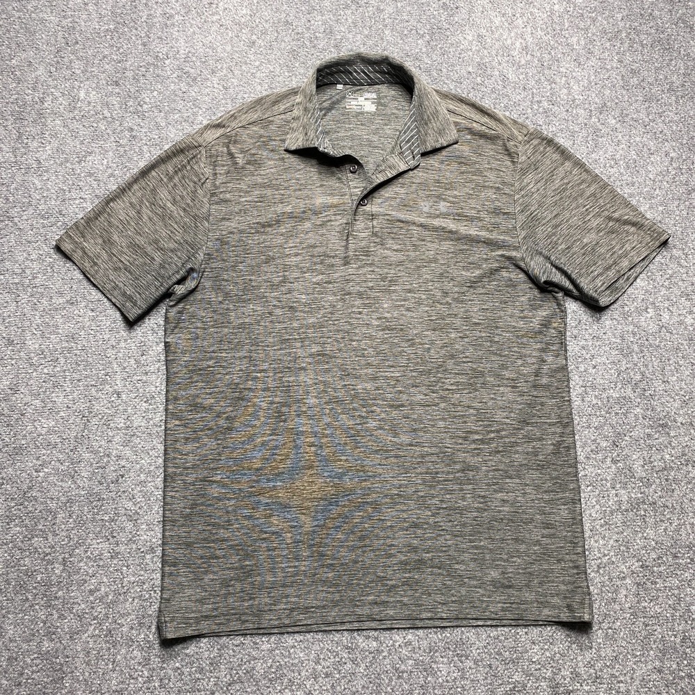 Under‎ Armour Polo Shirt Mens Medium Gray Space Dye HeatGear Loose Short Sleeve